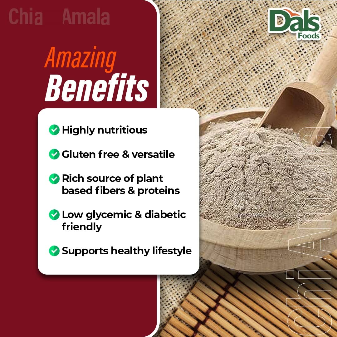 Dals Foods Healthy Nutritious Fufu, Chia Amala | 100% Natural Flour, Low-Carb, Plant-Based Fiber & Protein Blend, Gluten Free Baking & Cooking