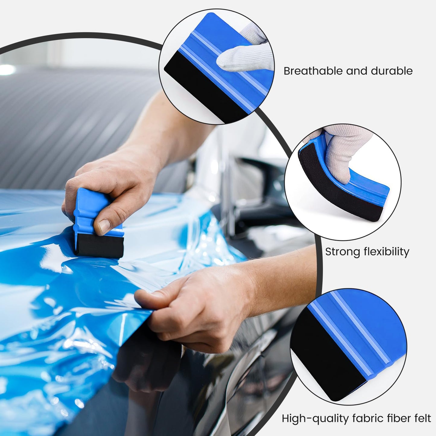 8pcs Car Vinyl Wrap Squeegee Smoothing Tools, Wallpaper Kit Wrap Vinyl for Cars, Window Film Tint Trimming Application Kits Tool, Set 002