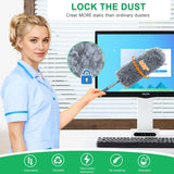 4 Pack Small Microfiber Feather Duster, with 13" to 30" Extendable Pole, Microfiber Head, Cleaning Tool for Cleaning Office, Car, Computer, Furniture
