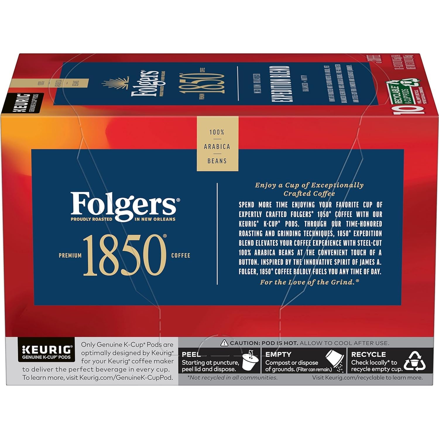 Folgers 1850 Pioneer Blend Medium Roast Coffee K Cup Pack, 54 ct 0.37 Oz Net Wt 20 Oz,, ()