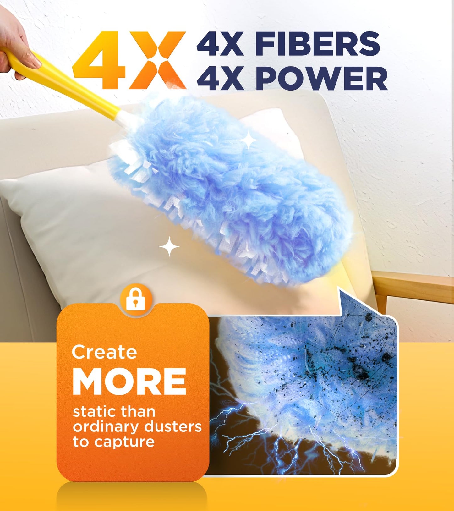 Heavy Duty Duster Refills for Swiffer Duster, 20 Count Duster Refills with 1 Handle, Multisurface 360° Dusters with 4X Microfibers, Unscented