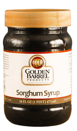 Golden Barrel Pure Sorghum Syrup - 16oz Jar of USA-Sourced Sweet Sorghum Syrup Rich in Iron - Natural Sweetener & Molasses Alternative for Pancakes, Oatmeal, Baking, Barbecue, & Cooking