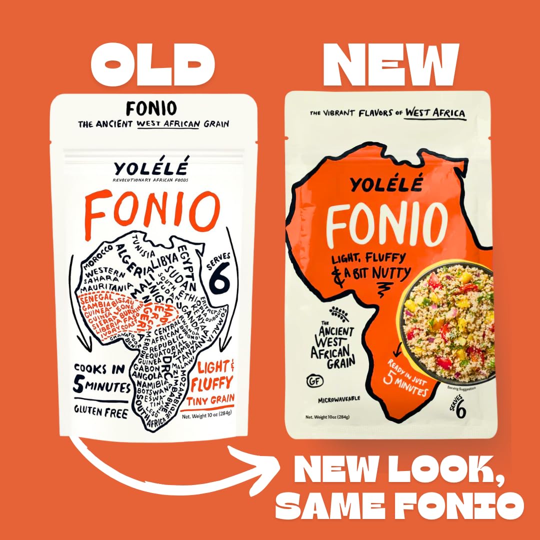 Yolele Fonio African Supergrain Ancient Grains, Precooked Gluten-Free Non GMO Organic Vegan Protein High Fiber Keto Paleo-Friendly Rice Alternative 30 oz (10 oz, 3 Pack)