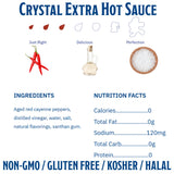 Crystal Louisiana's Pure Hot Sauce, Extra Hot - 6 oz Bottle, Low Sodium, Low Fat, All Natural - Fiery Cajun Cayenne Pepper Sauce