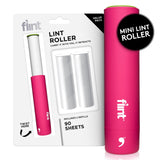 Flint Classic Pink Retractable Mini Lint Roller with 90 Extra Sticky Sheets, Small and Portable Lint Roller, Ideal Pet Hair Remover, Travel Lint