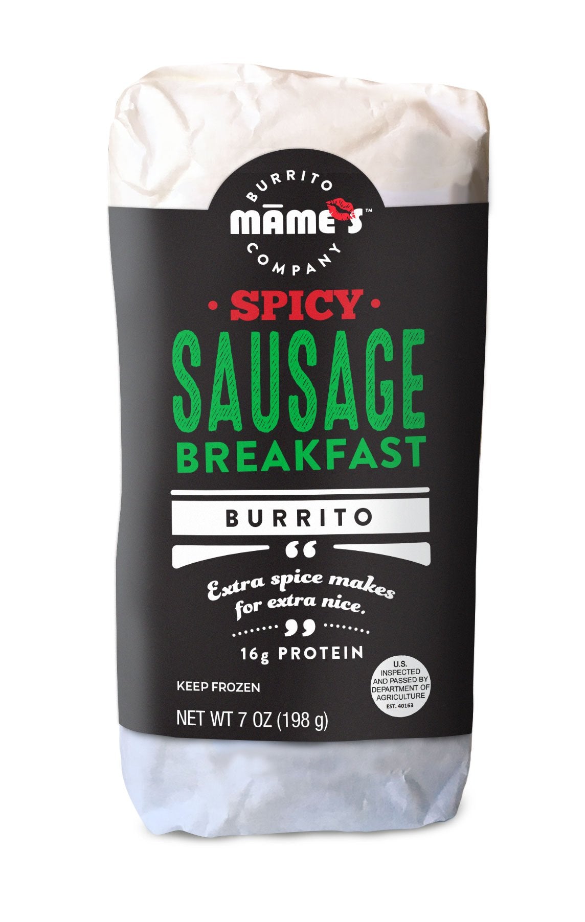Mame's Burrito Company, Spicy Sausage Breakfast Burrito, 6 servings (Frozen)