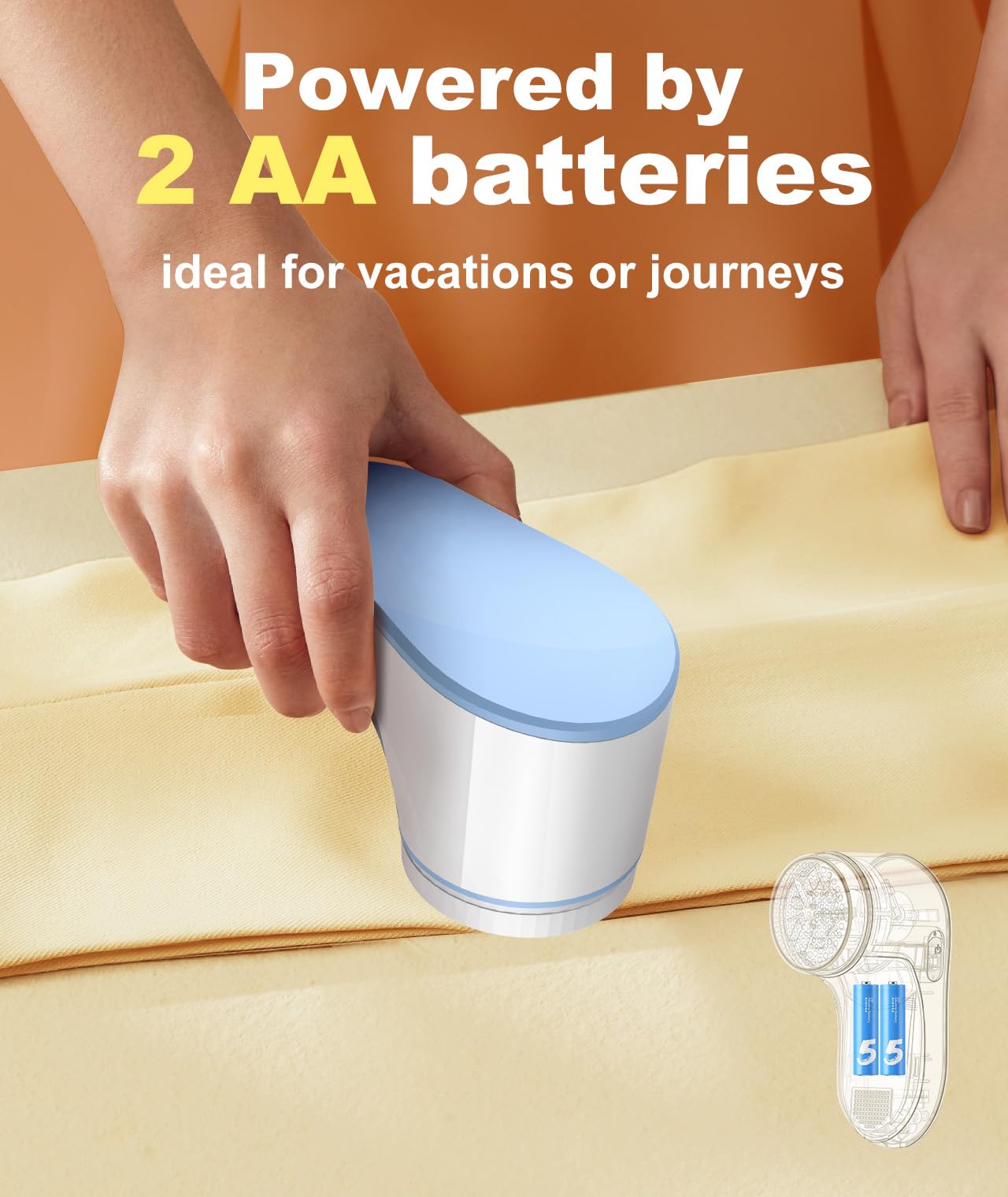 Fabric Shaver, Lint Remover for Clothes, Effectively and Quickly Remove Pills, Sweater Shaver with Stainless Steel 3-Leaf Blades and Safety Lock