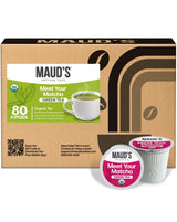 Maud's Organic Matcha Green Tea Pods, 80 ct, Single Serve Tea Pods - 100% Gourmet Blended Tea Leaves, Compatible with Keurig K Cups Maker