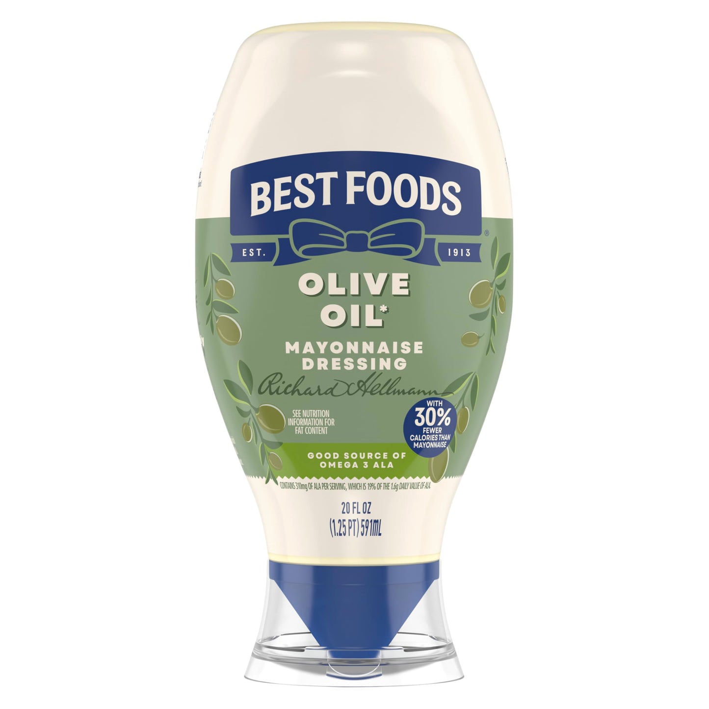 Best Foods Mayonnaise Dressing Olive Oil Mayo Squeeze Condiment for Simple Meals Rich in Omega 3-ALA 20 oz