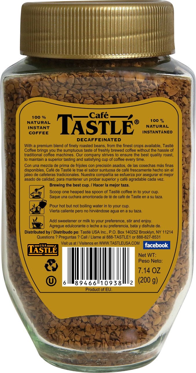 Cafe Tastle Decaffeinated Freeze Dried Instant Coffee, 7.14 Ounce