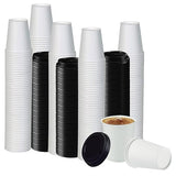 Smygoods White Original Disposable Paper Coffee Cups with Lids (12 OZ, 100 Count) For Hot Beverages, Tea, Espresso, Cocoa - To Go Drink Containers