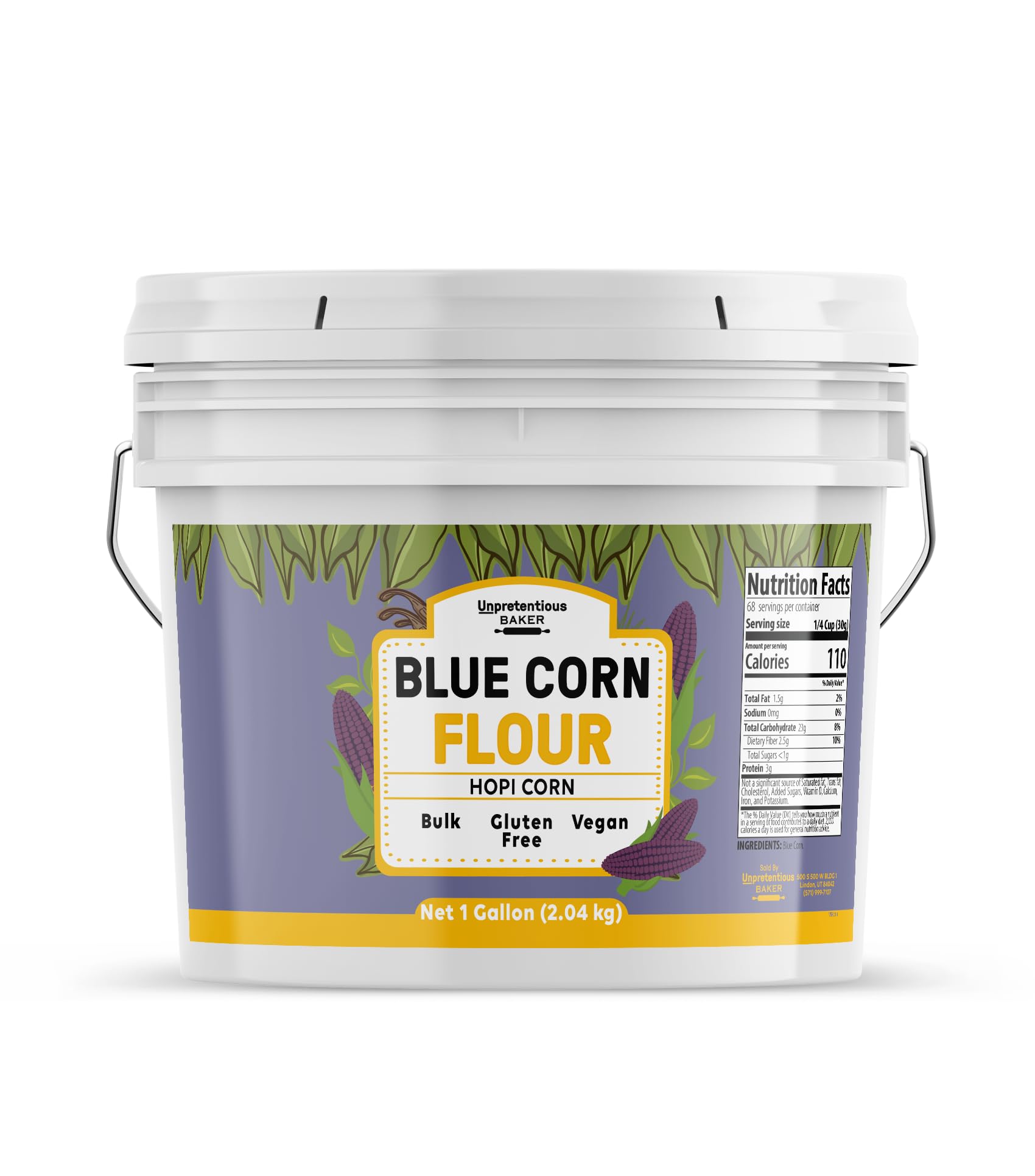 Unpretentious Blue Corn Flour, 1 Gallon, Hopi Corn, Sweet & Intense Flavor, Gluten Free