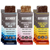 Defender Vegan Protein Bar, Variety Pack, Plant Based Snack or Breakfast Bars, Psyllium Husk, Dandelion Root, High Fiber, Non GMO, Kosher, No Stevia