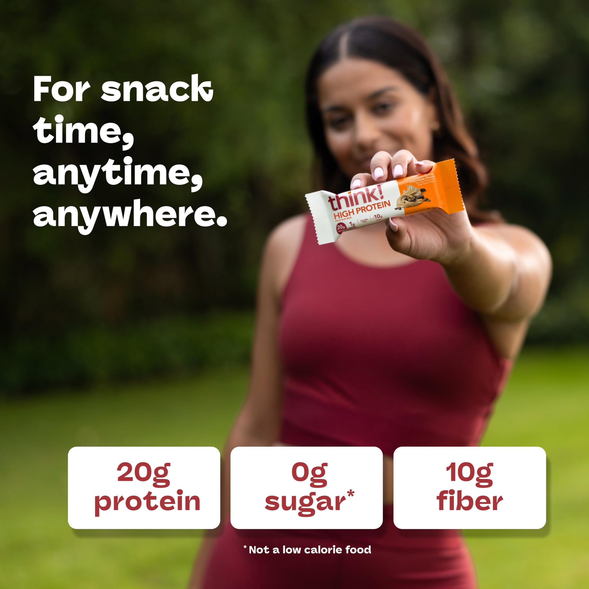 think! Protein Bars, High Protein Snacks, Gluten Free, High Fiber, Peanut Butter Chocolate Chunk, 10 Count