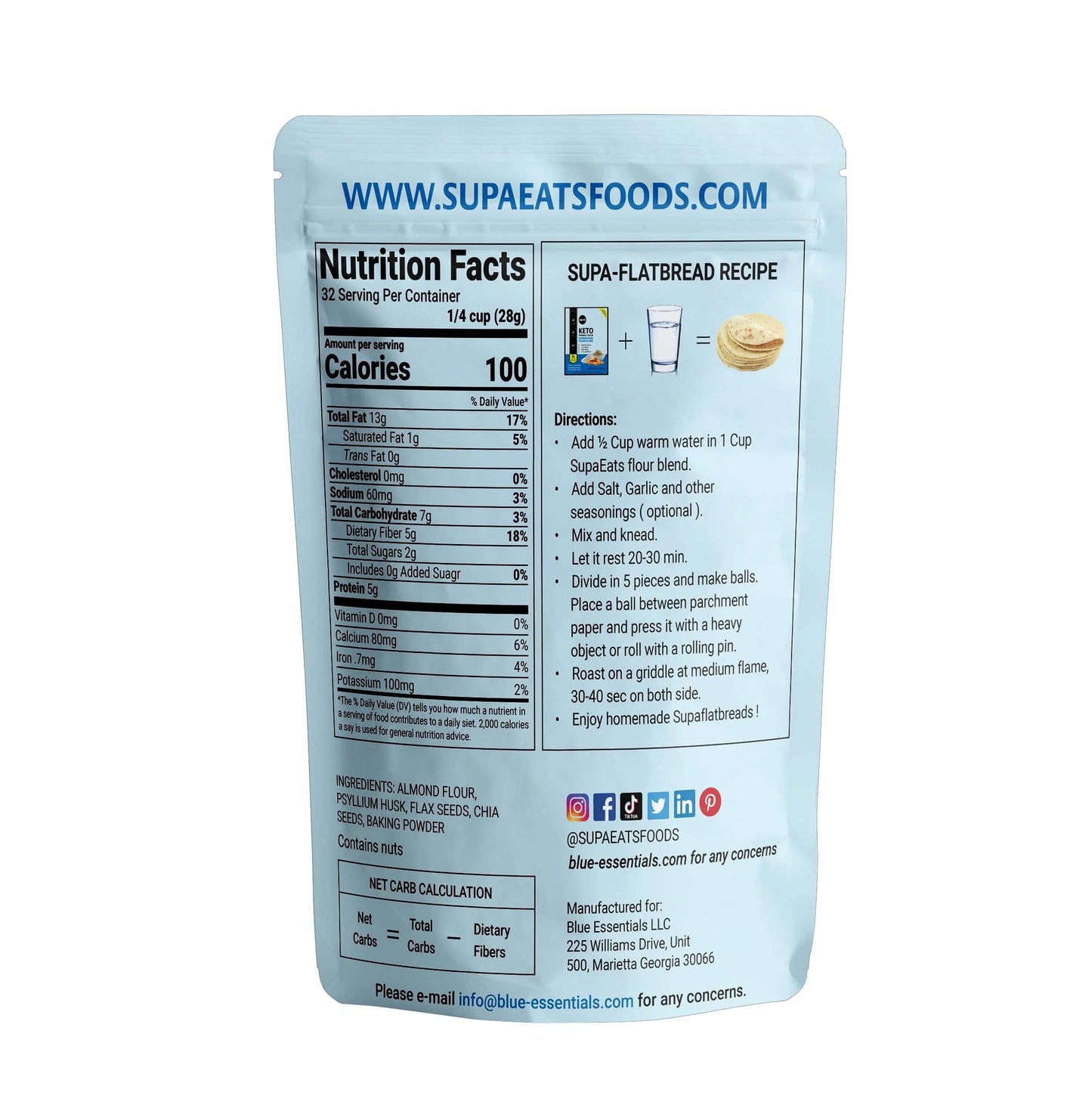 SupaEats Superseed Flour Blend, SupaEats Coconut Flour Blend, SupaEats Almond Flour Blend, 1 to 1 Gluten Free, Keto Friendly, Vegan, Low Carb Flour |