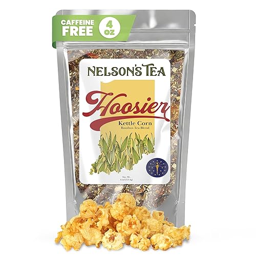 Nelson's Tea Hoosier Kettle Corn - Cut & Sifted, Caffeine Free Loose Leaf Tea with Sweet and Spicy Blend of Green Rooibos, Honeybush, Caramel, Corn