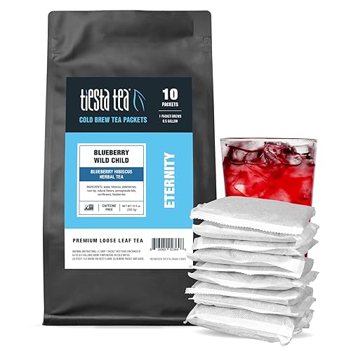 Tiesta Tea - Blueberry Wild Child Cold Brew, Loose Leaf, Blueberry Hibiscus Herbal Tea, Non-Caffeinated Iced Blend, Cold Brew Packets, Makes 64oz