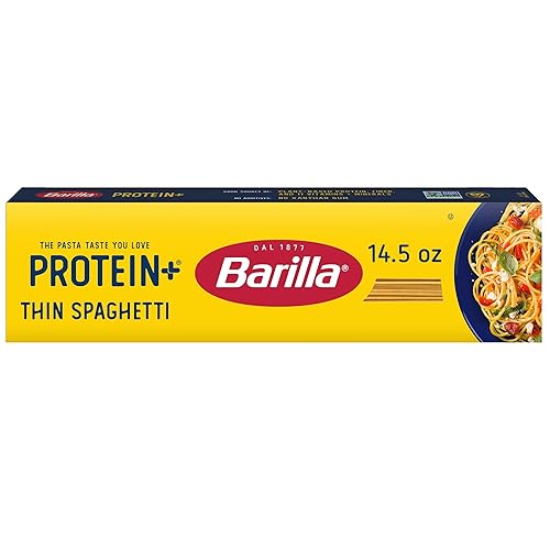 Barilla Protein+ (Plus) Thin Spaghetti Pasta, 14.5 Ounce - plant based - Made from Lentils, Chickpeas & Peas - Non-GMO, Kosher Certified