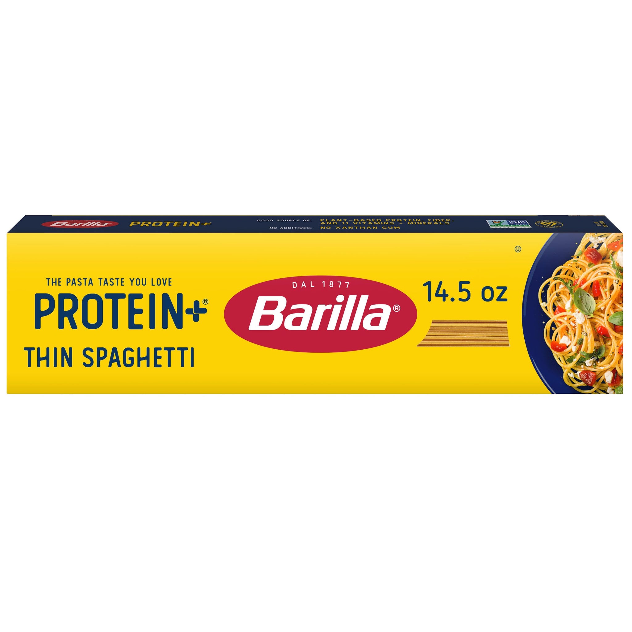 Barilla Protein+ (Plus) Thin Spaghetti Pasta, 14.5 Ounce - plant based - Made from Lentils, Chickpeas & Peas - Non-GMO, Kosher Certified