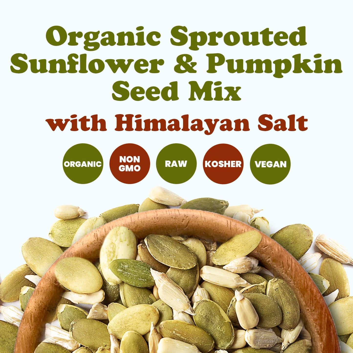 Food to Live Organic Sprouted Sunflower and Pumpkin Seed Mix with Himalayan Salt, 8 Ounces - Natural Snack, Rich in Protein, Perfect for Snacking