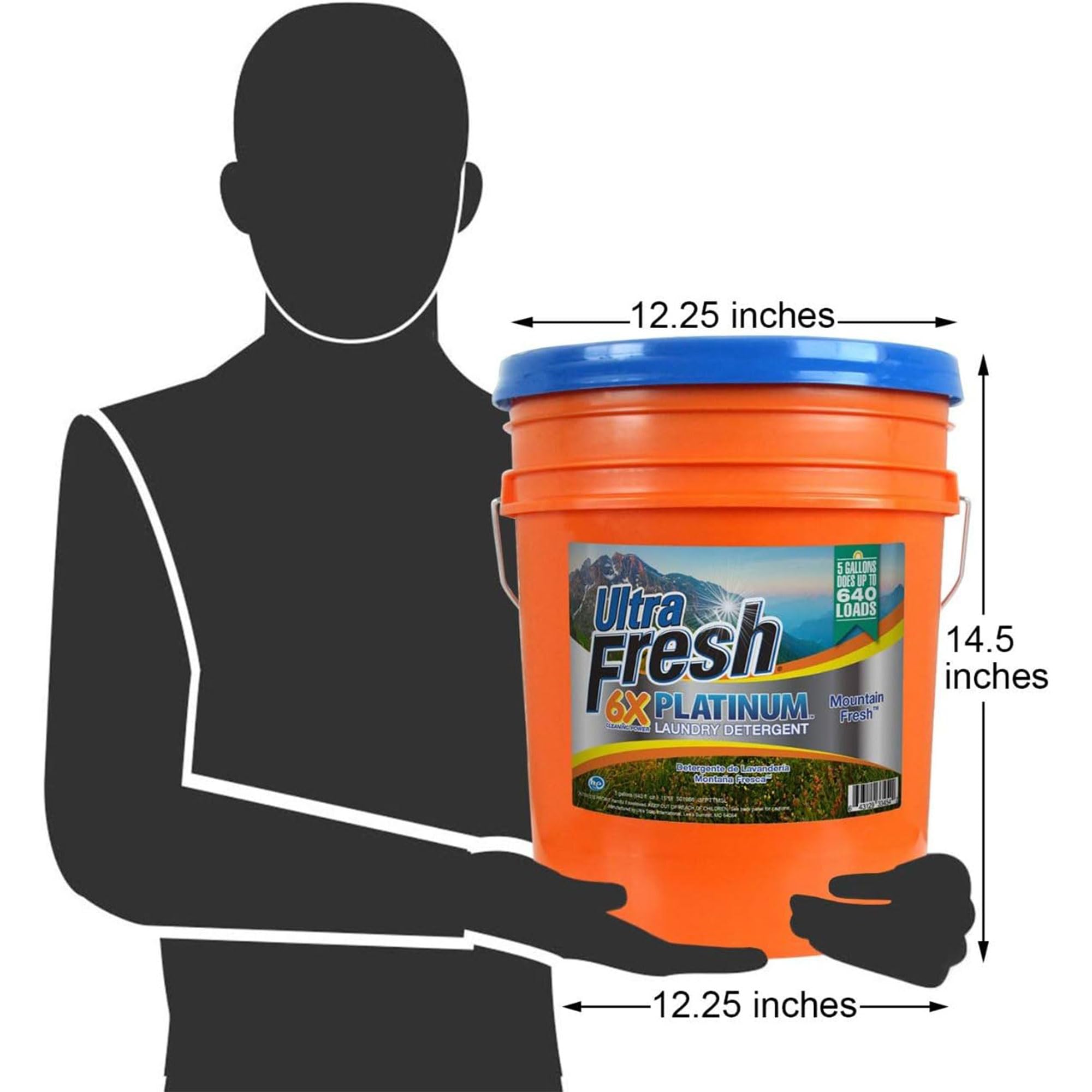 Ultra Fresh 6X Platinum 5 Gallon Laundry Detergent Liquid for All Machine Types with Easy Dispensing Pump, Up to 640 Loads, Mountain Fresh (2 Pack)