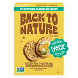 Back to Nature Rosemary & Olive Oil Stoneground Wheat Crackers, Non-GMO, Plant-Based Snack Cracker, Made with Whole Grains & Flax Seed, 5oz Box