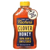 Fischer's Pure Clover Honey 40 oz - 100% Pure, Raw and Unfiltered Honey in a Squeeze Bottle - All-Natural Sweetener - Rich Flavor Profile, Packed with Nutrients