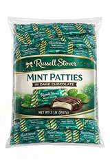 Russell Stover MINT PATTY IN DARK CHOCOLATE INDIVIDUALLY WRAPPED (2 POUNDS, Mint Dark Chocolate)