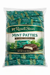 Russell Stover MINT PATTY IN DARK CHOCOLATE INDIVIDUALLY WRAPPED (2 POUNDS, Mint Dark Chocolate)