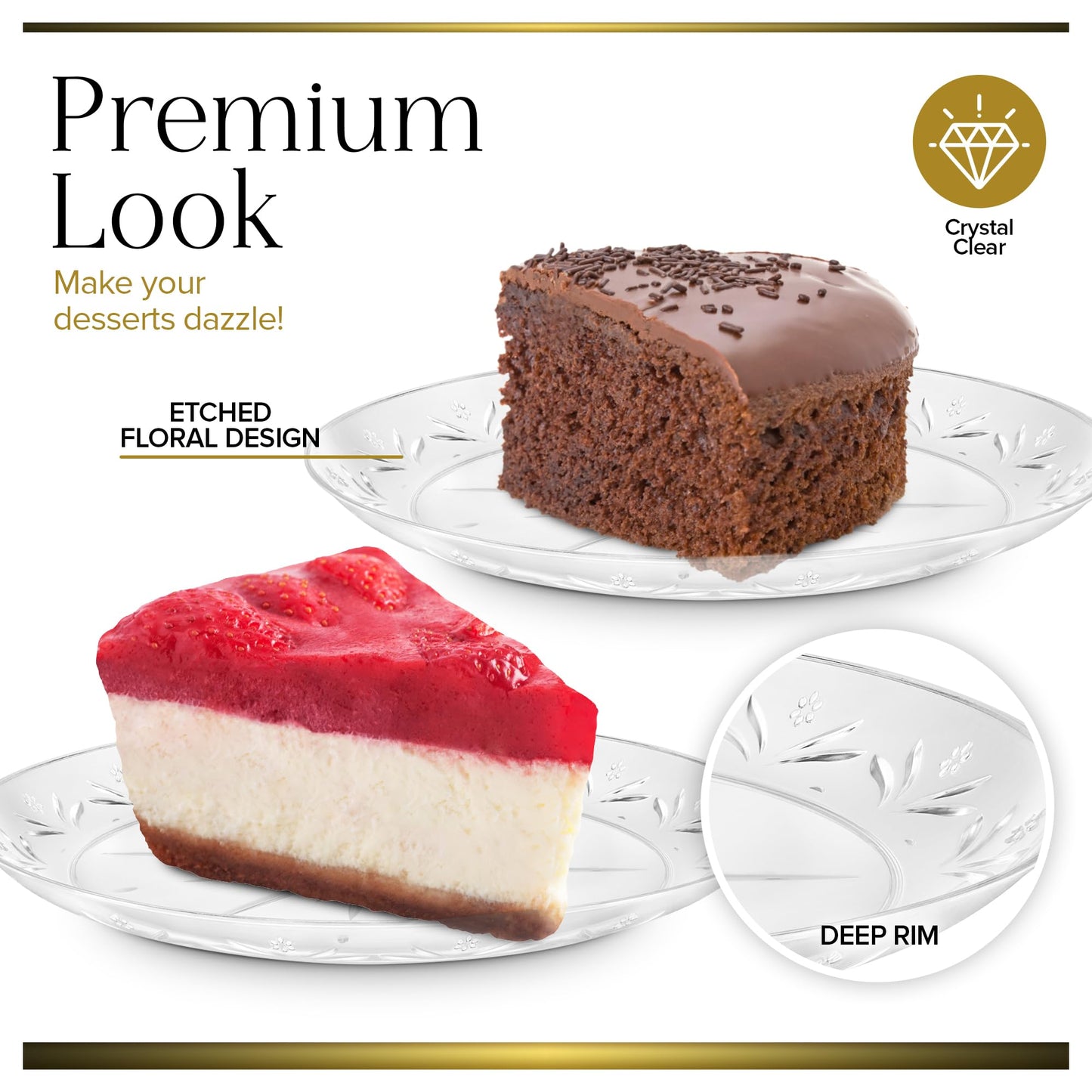 Stock Your Home 100 Count Premium Clear Plastic Plates 7" Inch Small Appetizer, Dessert, and Party Plates, Heavy Duty Hard Plastic Disposable Wedding