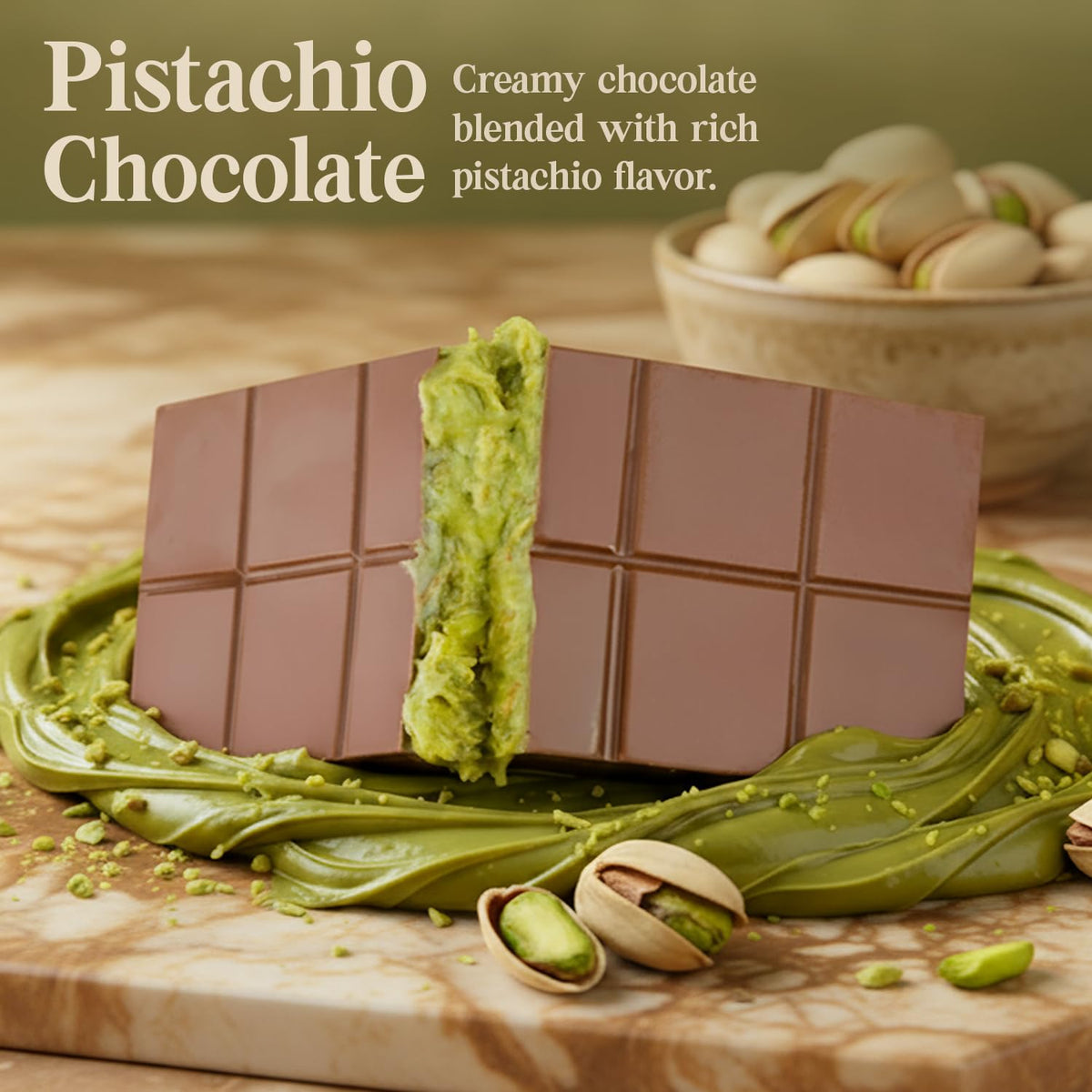Dubai Chocolate Bar Pistachio - 7 oz Dessert with Pistachio Cream & Kataifi Filling | Gourmet Dubai Chocolate Filling | Elegant Gift Chocolate