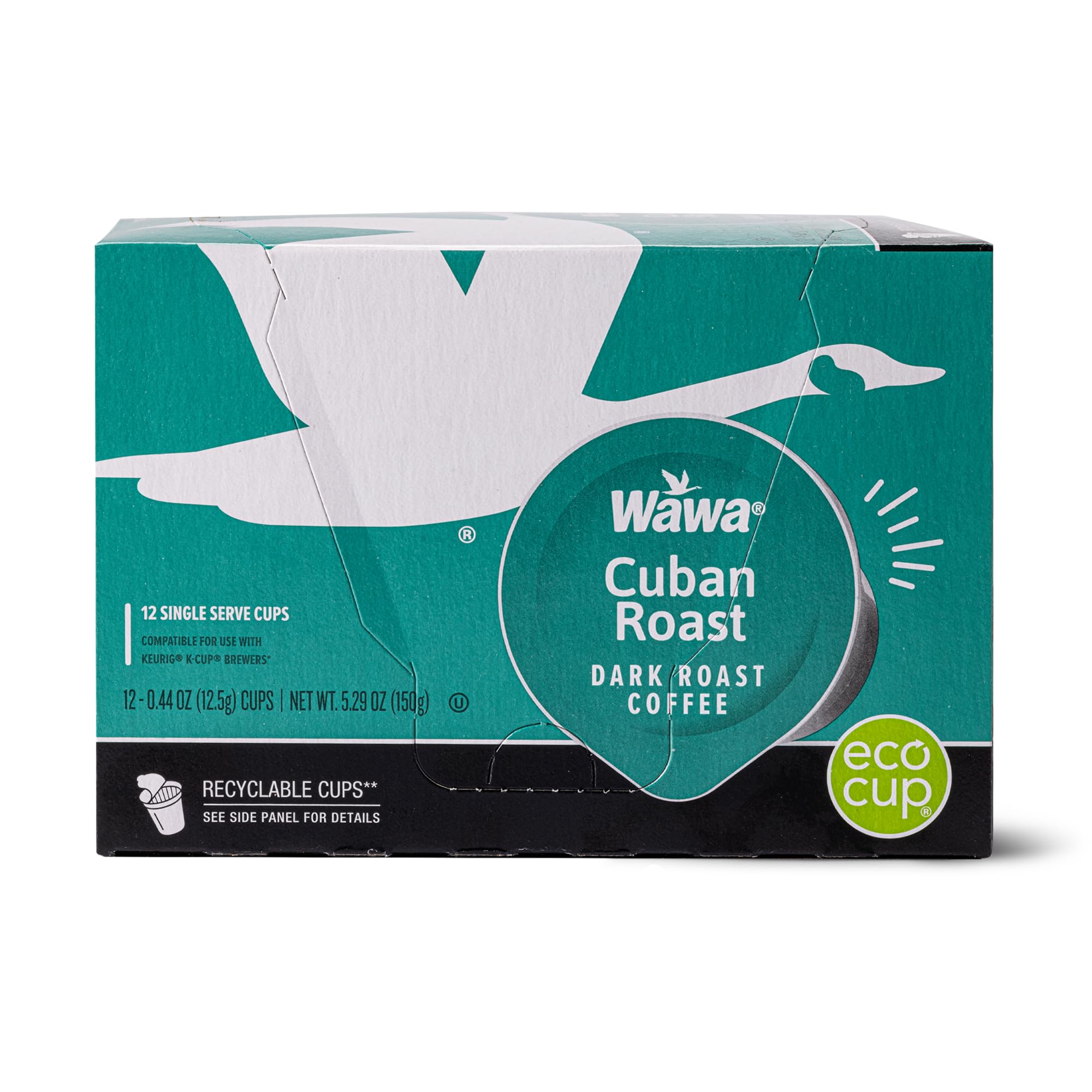 Wawa Single Cup Cuban Dark Roast Coffee Pods, 12 Pods, 1 Box, Rich & Bold Blend, Semi-Sweet Chocolate Notes, Single Serve, 100% More Responsibly