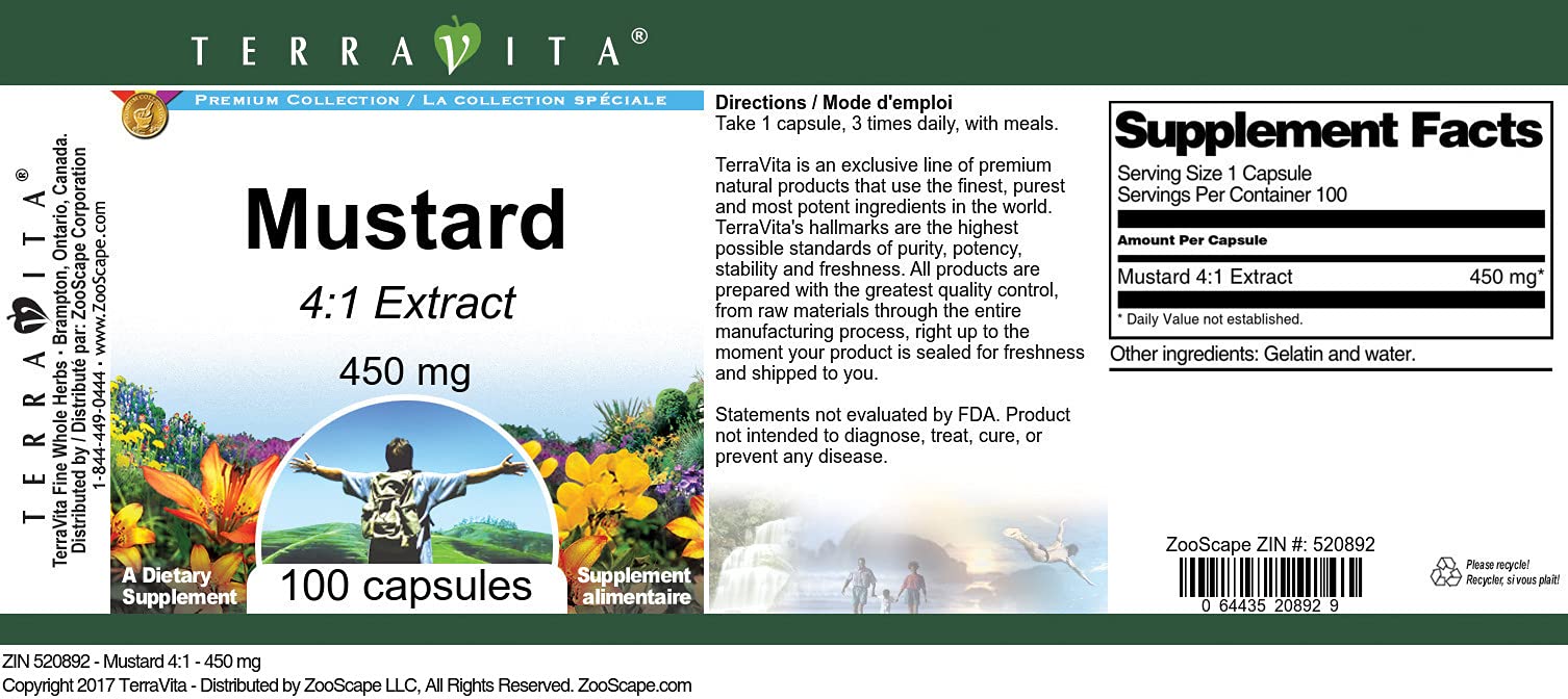 Mustard 4:1-450 mg (100 Capsules, ZIN: 520892) - 3 Pack