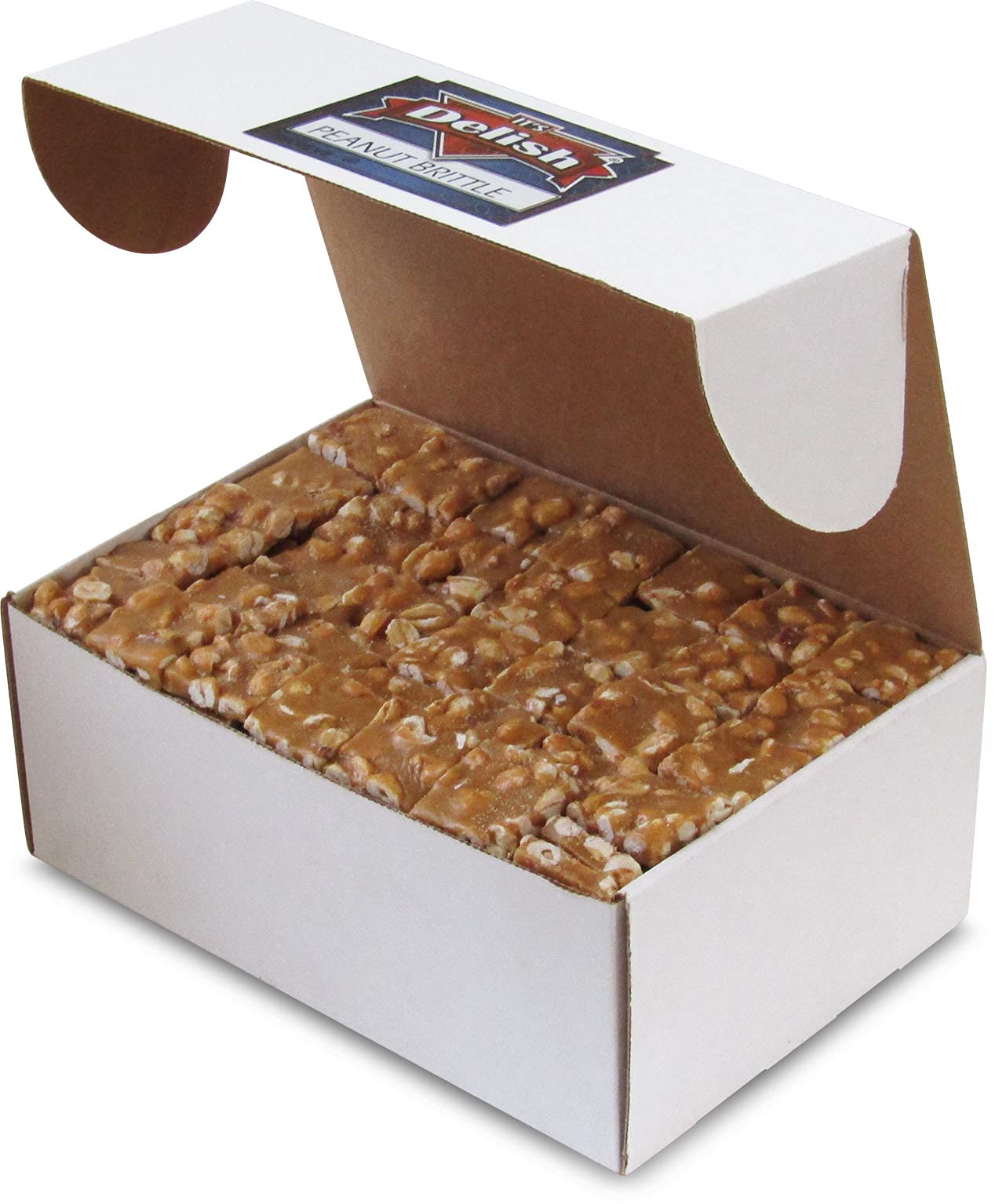 Gourmet Peanut Brittle by It's Delish, 6 LBS Bulk Box - Old Fashion Style Peanut Brittle in Square Cut Pieces - Sweet & Crunchy Candy in Bulk Great