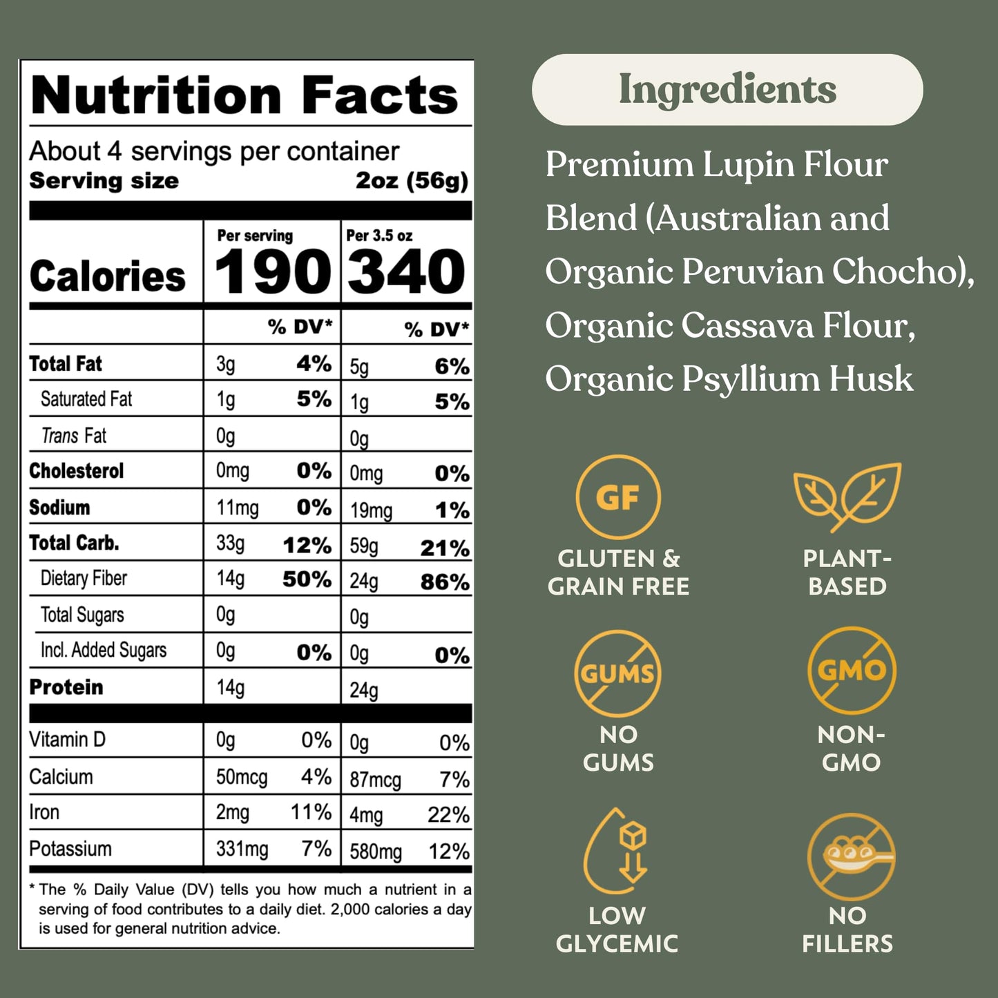 Chef’s Kiss Protein Rotini | 24g Protein, High Fiber | Gluten Free, Plant-Based, Lower Carb Pasta Made from Lupins | No Fillers No Gums | Nutrient