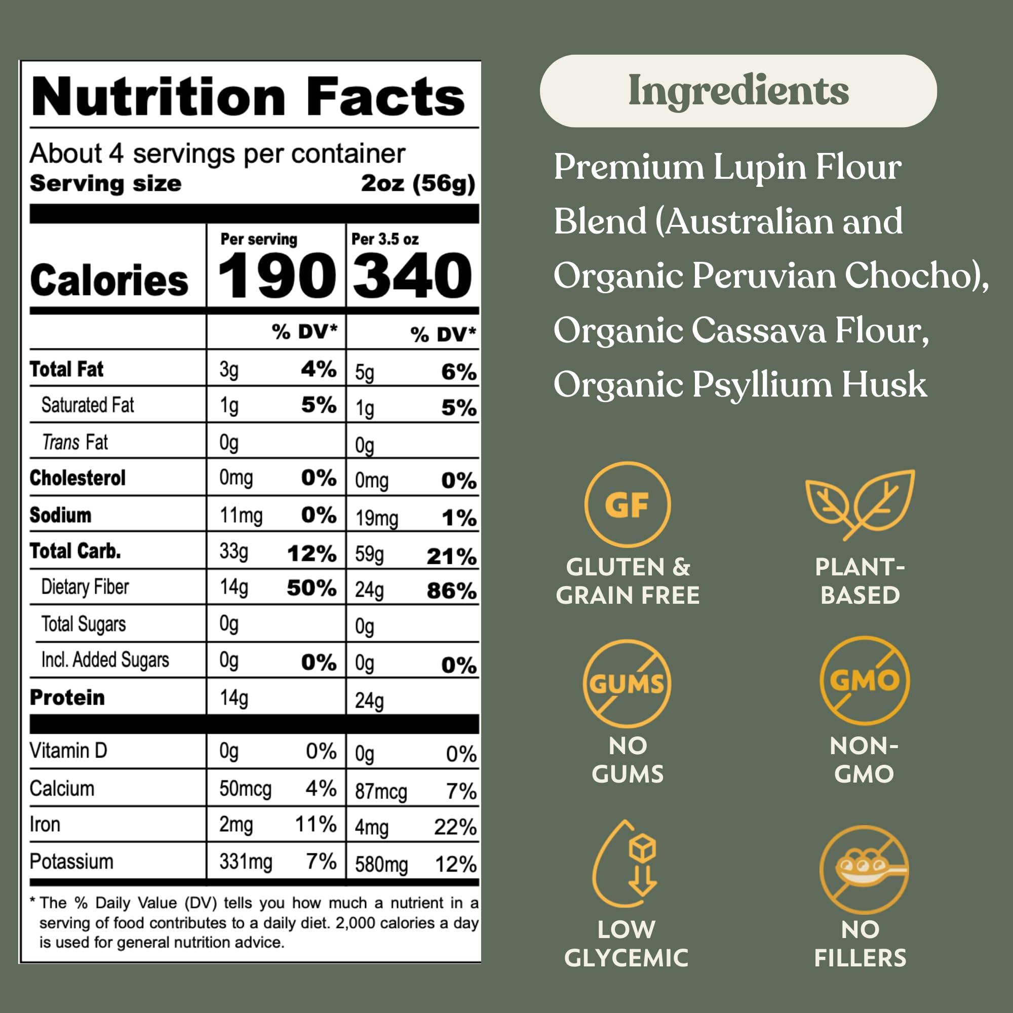 Chef’s Kiss Protein Rotini | 24g Protein, High Fiber | Gluten Free, Plant-Based, Lower Carb Pasta Made from Lupins | No Fillers No Gums | Nutrient