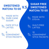 Aiya Sugar-Free Sweetened Matcha To Go Sticks - Stevia Sweetened Packets, Premium Japanese Matcha Powder, Gluten-Free - 10 Single-Serving Sticks