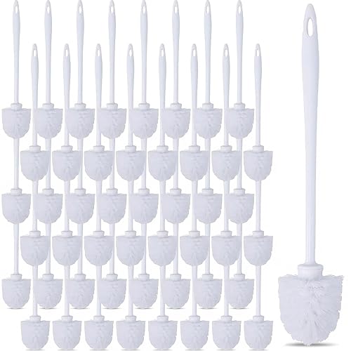 Enjamyo 50 Pcs Toilet Brushes, 14.2 Inch Long Plastic Handled Cleaning Scrubber, Heavy Duty Toilets Scrubber Brush, Toilet Bowl Brush for Bathroom