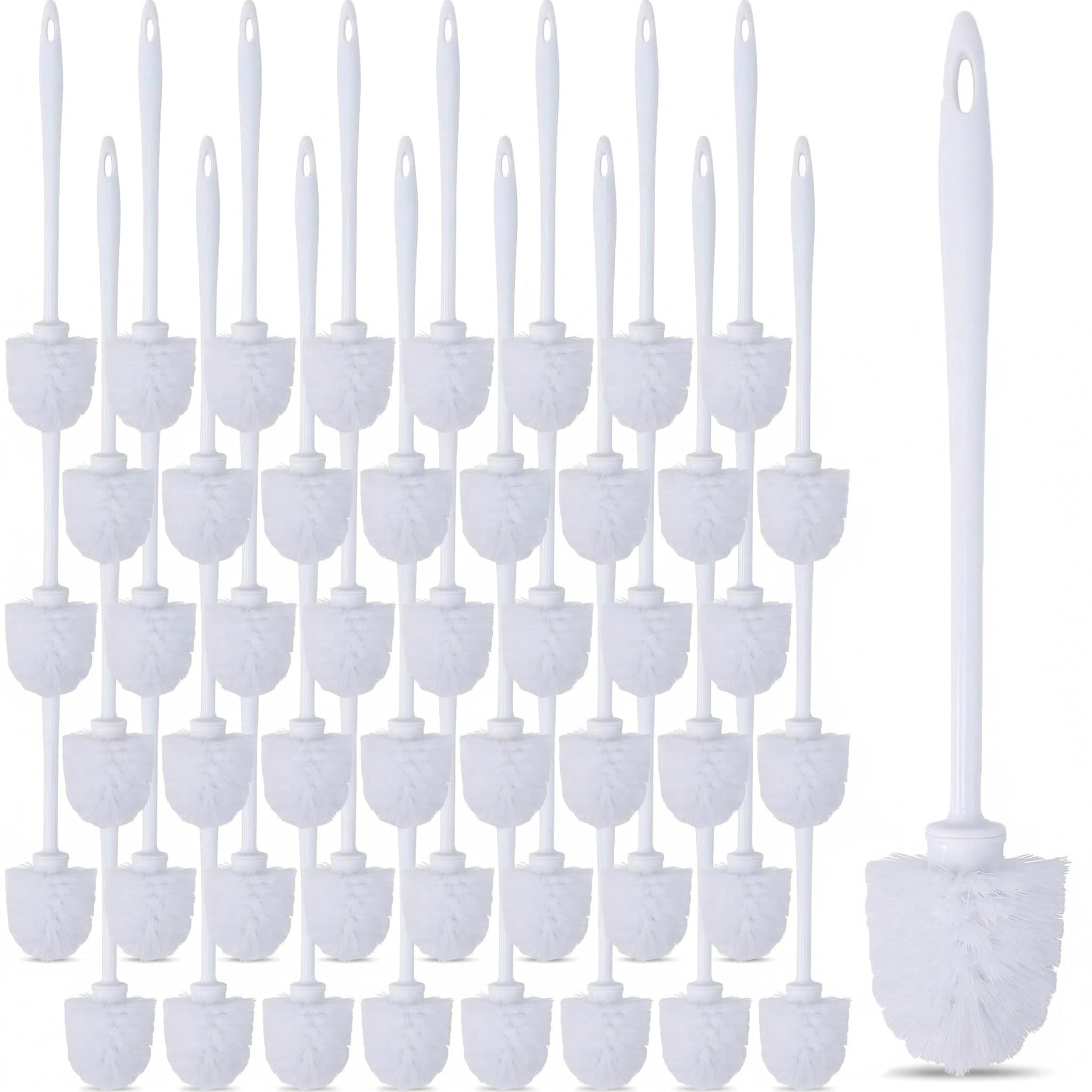 Enjamyo 50 Pcs Toilet Brushes, 14.2 Inch Long Plastic Handled Cleaning Scrubber, Heavy Duty Toilets Scrubber Brush, Toilet Bowl Brush for Bathroom