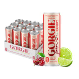 GORGIE Cherry Lime Sugar Free Energy Drink, Green Tea, 12 Pack