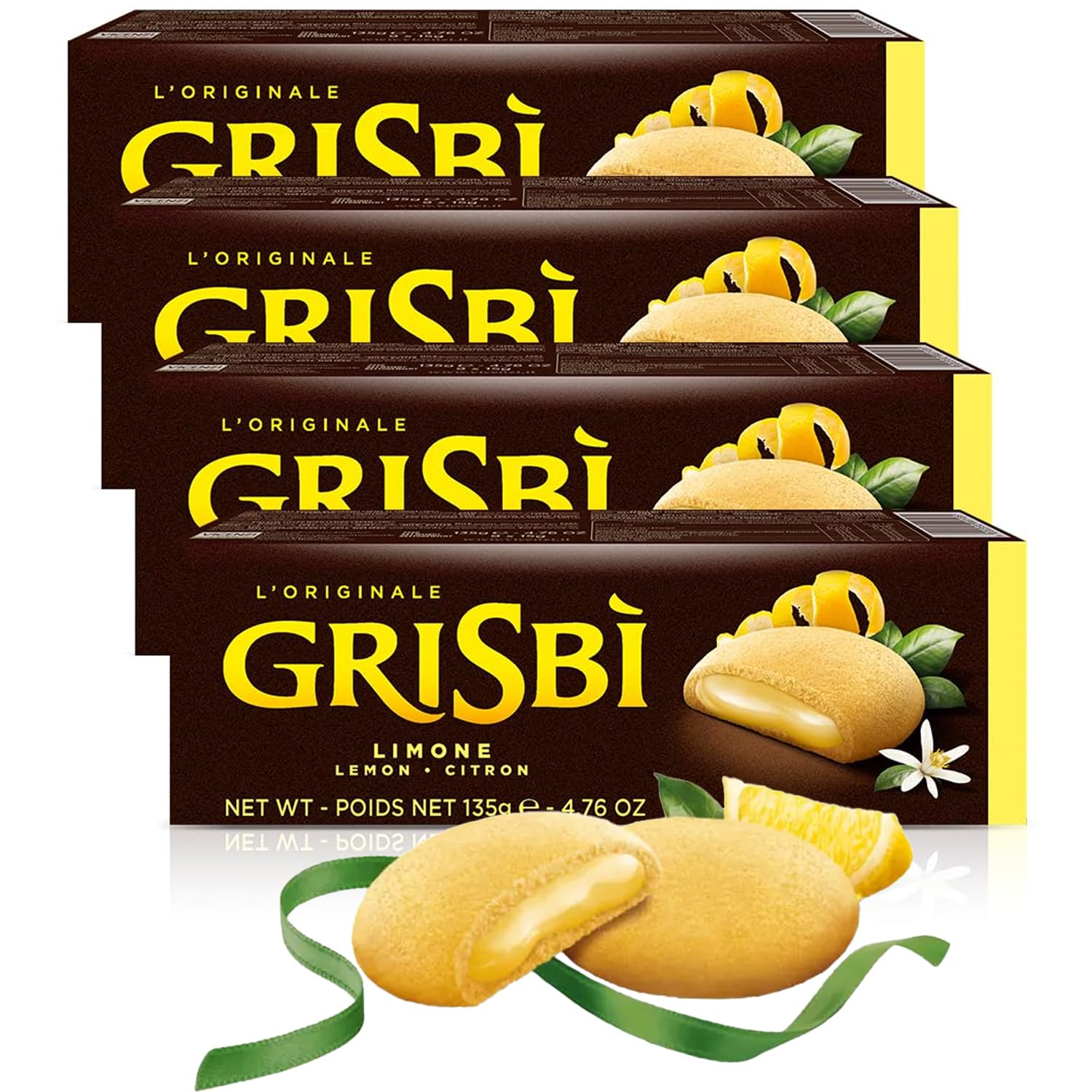 Grisbi Lemon Shortbread by Pasticceria Matilde Vicenzi, Sweet Lemon Cream Filled Patisserie Pastry Cookie, All-Natural, Kosher Dairy, Made in Italy