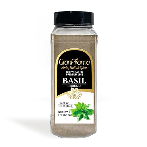 GranAroma Ground Basil, 13.2 oz, Peppery Flavor, Sauces & Dressings, Fine Ground