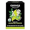 Choice Organics - Organic Jasmine Green Tea (6 Pack) - Green Tea Scented with Jasmine Blossoms - Fair Trade - Compostable - Contains Caffeine - 96