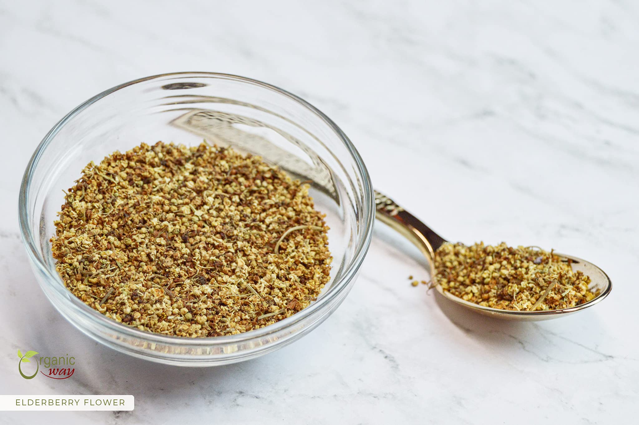 Organic Way Dried Elderberry Flower/Elderflower - European Wild-Harvest | Organic & Kosher Certified | Vegan, Non GMO & Gluten Free | USDA Certified |