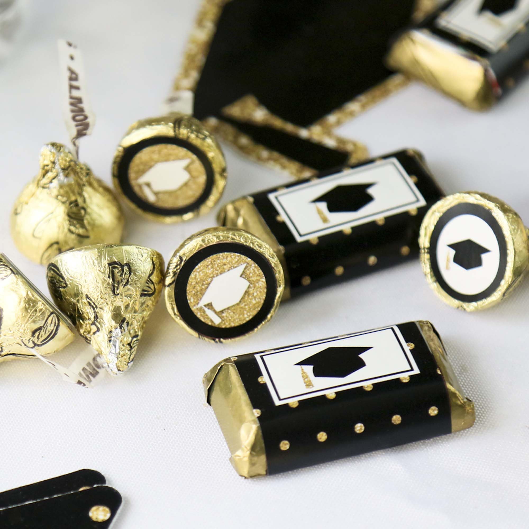 Big Dot of Happiness 2026 Gold Graduation Party Round Candy Sticker Favors - Labels Fit Chocolate Candy (1 Sheet of 108)