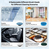 Electric Spin Scrubber, Cordless Cleaning Brush with 8 Replaceable Heads, Adjustable Handle, Dual Speed Power Scrubber for Bathroom, Bathtub, Floor