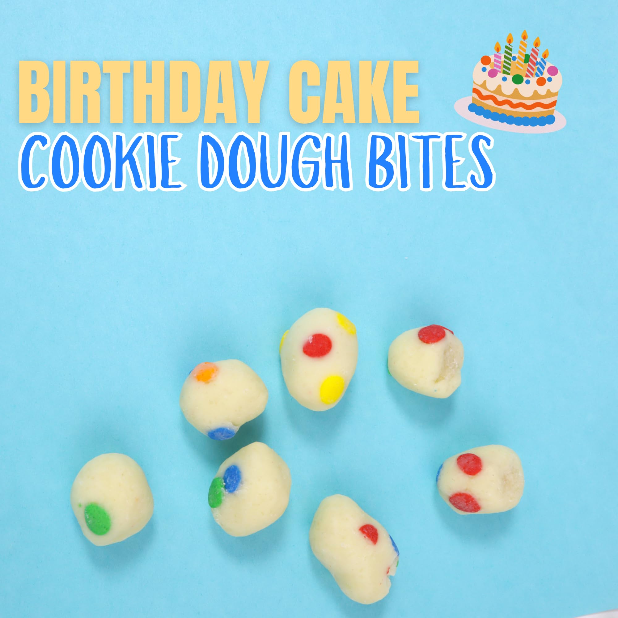 Bulk Cookie Dough Bites Birthday Cake, Candy Dessert Toppers, Share Size Resealable Bag, 10.5 Ounces