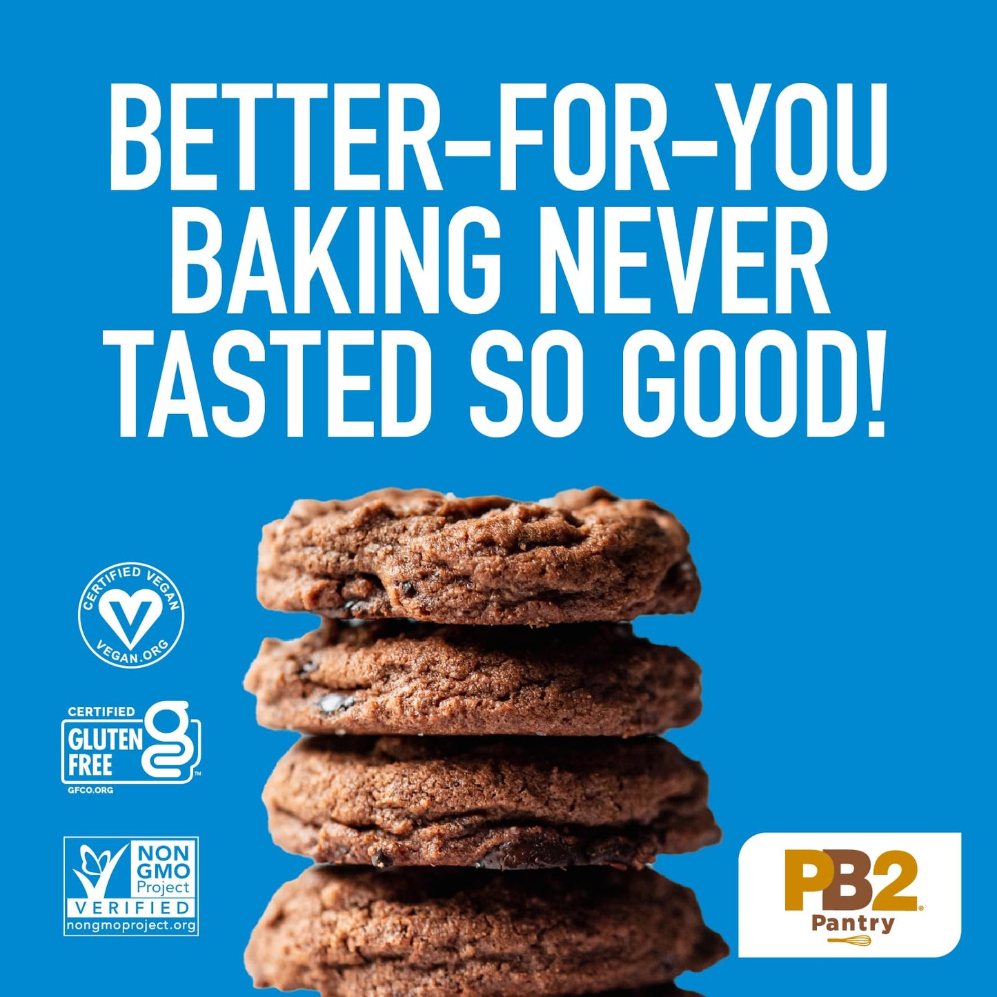 PB2 Pantry Double Chocolate Chip Cookie Mix - 16oz Jar | Certified Vegan, Gluten Free, Non-GMO, 4g Plant Protein Per Cookie