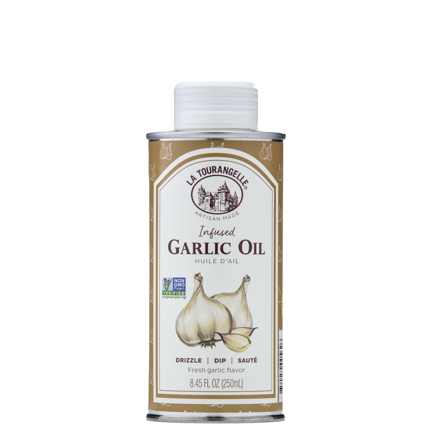 La Tourangelle, Garlic Oil, High Oleic Oil for Cooking Pastas, Salad Dressings, Drizzle on Popcorn, Irresistible Aroma and Flavor, 8.45 Fl Oz