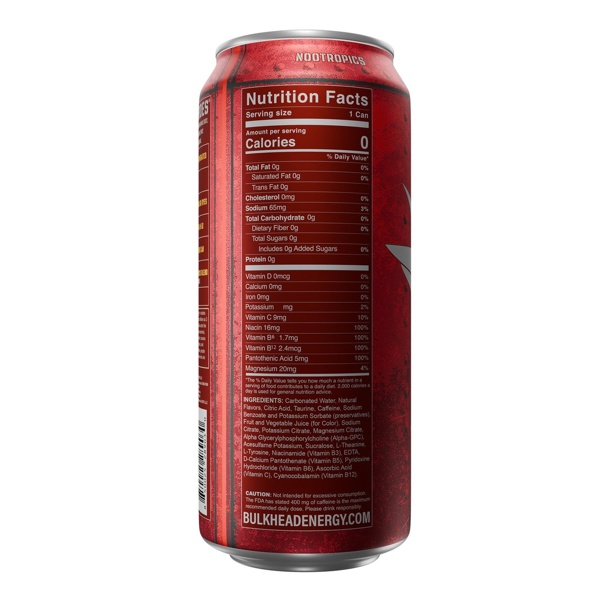 Bulkhead Energy Sierra Lima Strawberry Energy Drink, 300mg Caffeine, 12Pack